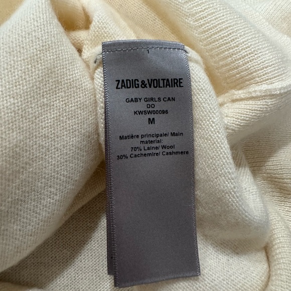 Zadig & Voltaire Wool & Cashmere Sweater (sleeves: Girls Can Do Anything) - Picture 3 of 6